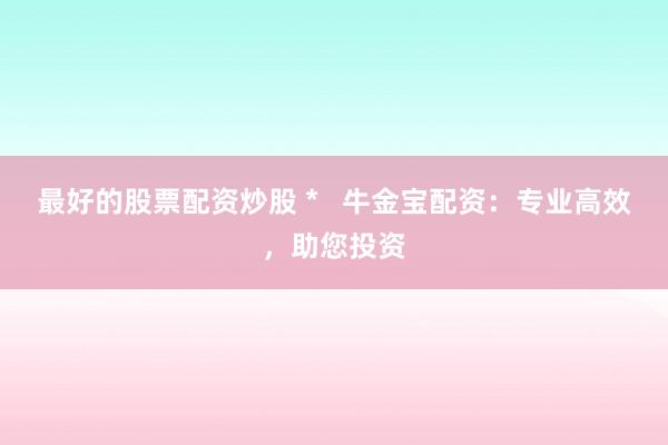 最好的股票配资炒股 *   牛金宝配资：专业高效，助您投资