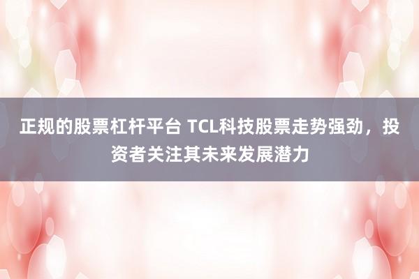 正规的股票杠杆平台 TCL科技股票走势强劲，投资者关注其未来发展潜力