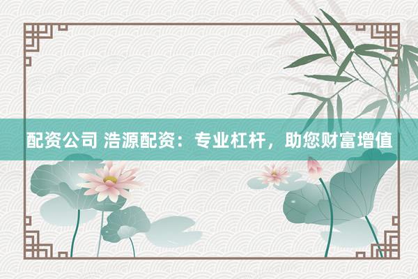 配资公司 浩源配资：专业杠杆，助您财富增值
