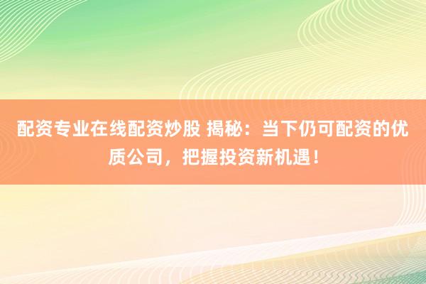 配资专业在线配资炒股 揭秘：当下仍可配资的优质公司，把握投资新机遇！