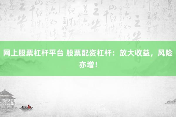 网上股票杠杆平台 股票配资杠杆：放大收益，风险亦增！