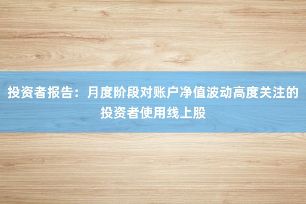投资者报告:月度阶段对账户净值波动高度关注的投资者使用线上股