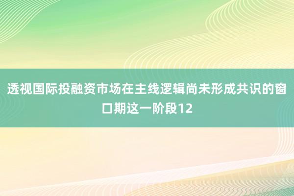 透视国际投融资市场在主线逻辑尚未形成共识的窗口期这一阶段12