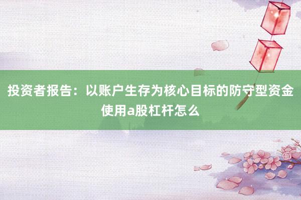 投资者报告:以账户生存为核心目标的防守型资金使用a股杠杆怎么