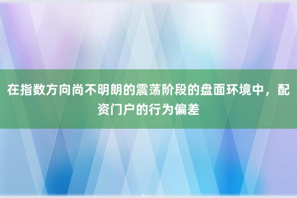 在指数方向尚不明朗的震荡阶段的盘面环境中，配资门户的行为偏差