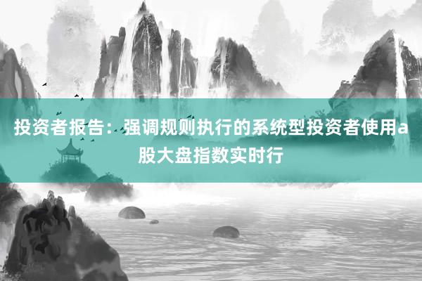 投资者报告：强调规则执行的系统型投资者使用a股大盘指数实时行